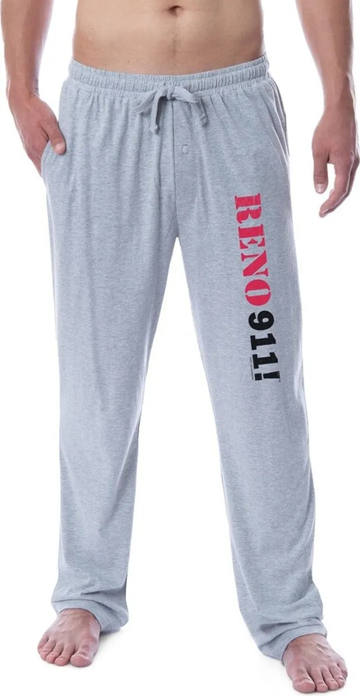 Reno 911! Mens' Comedy Central TV Show Cops Logo Sleep Pajama Pants (XL) Grey