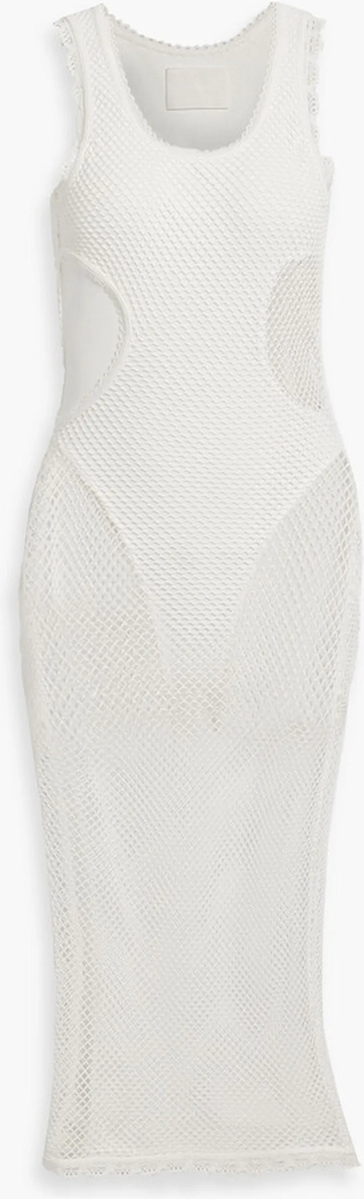 Cotton-blend mesh and ribbed jersey midi dress