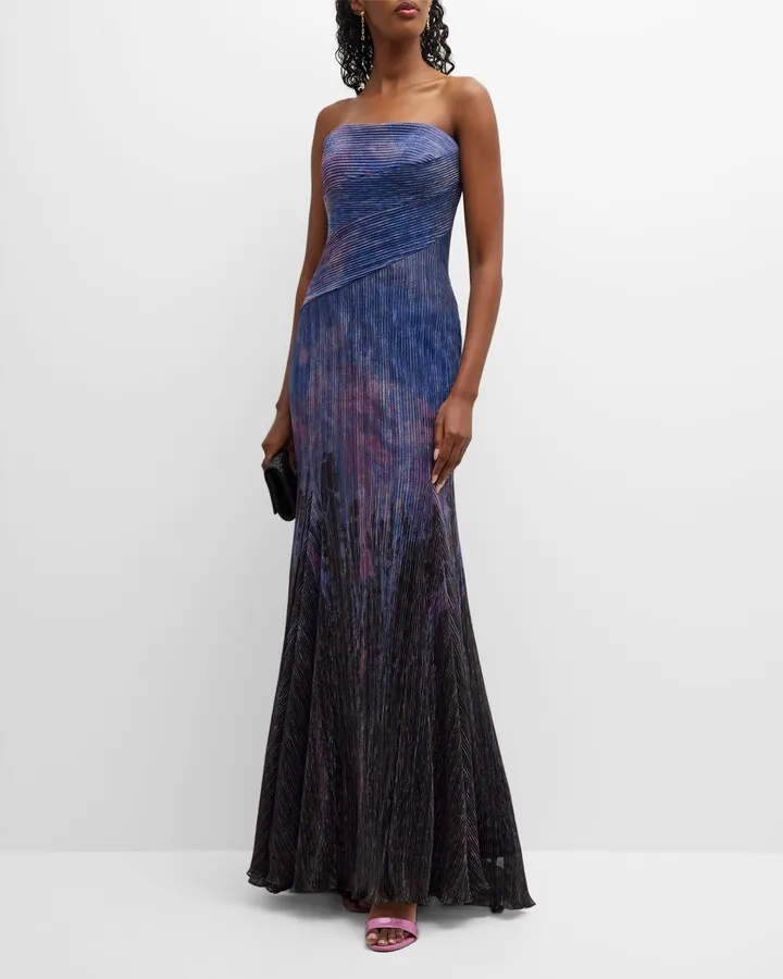 Strapless Shimmer Ombre Gown
