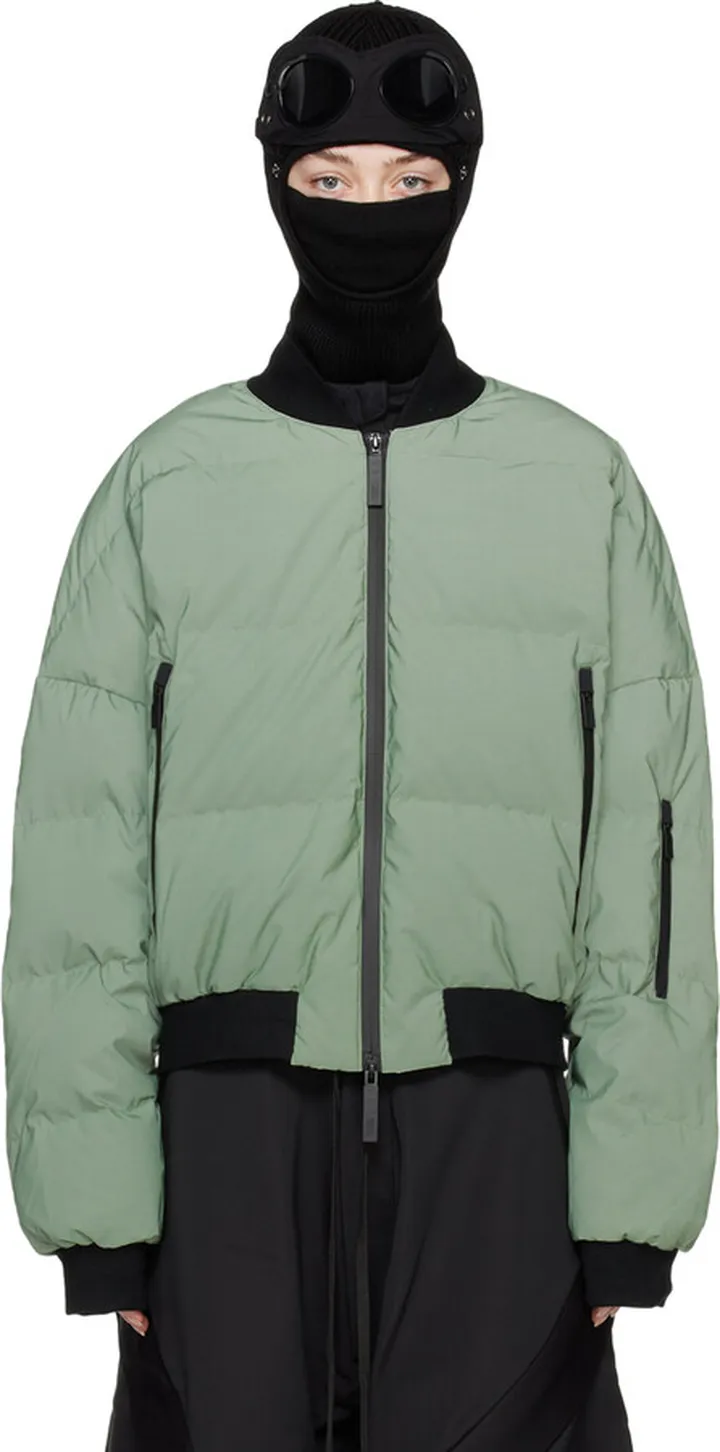 Templa Green Reflective Down Bomber Jacket