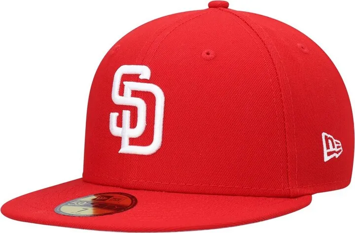 Men's New Era Red San Diego Padres Logo White 59FIFTY Fitted Hat