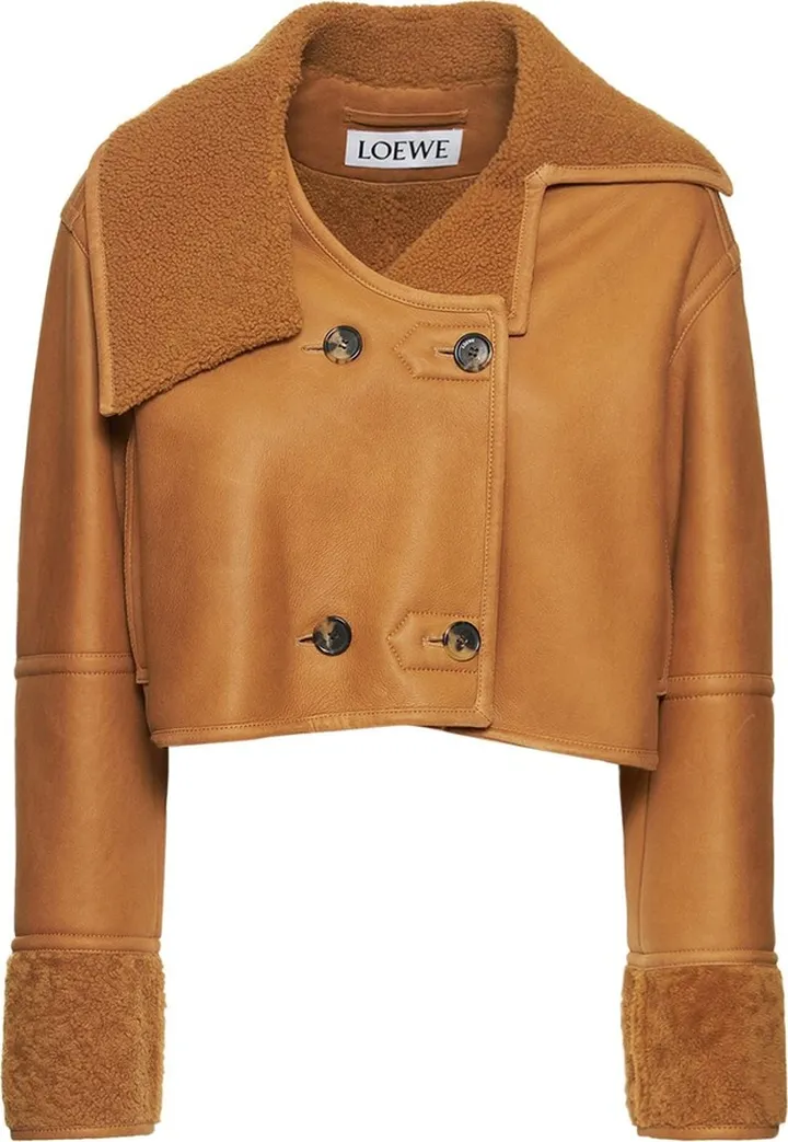 Shearling deconstructed cropped jacket