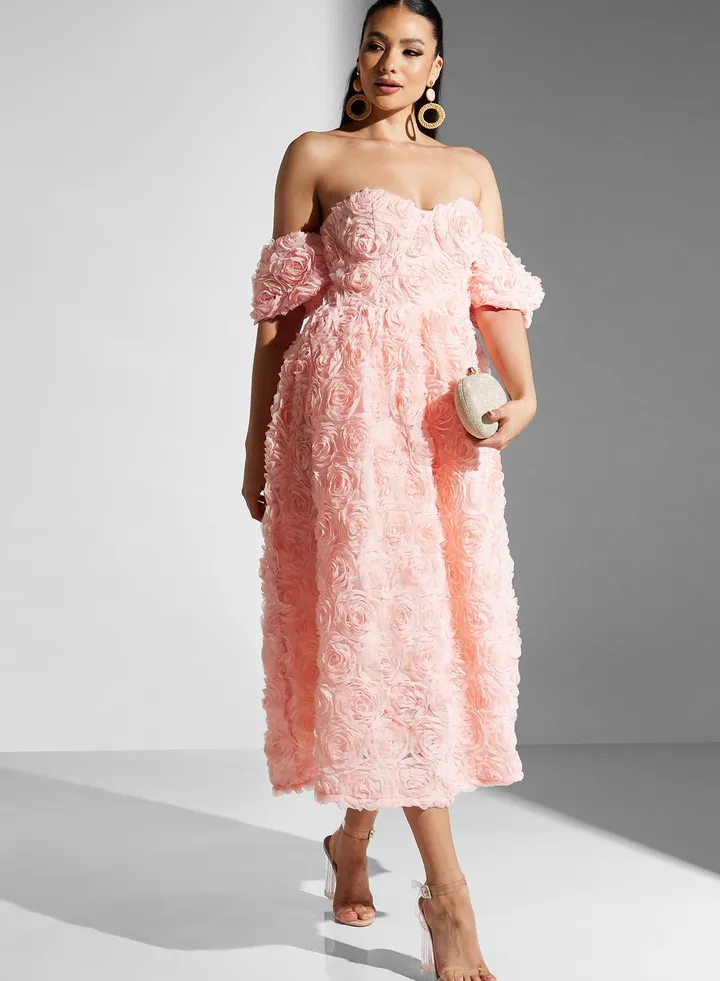 Bardot Lace Hem Dress