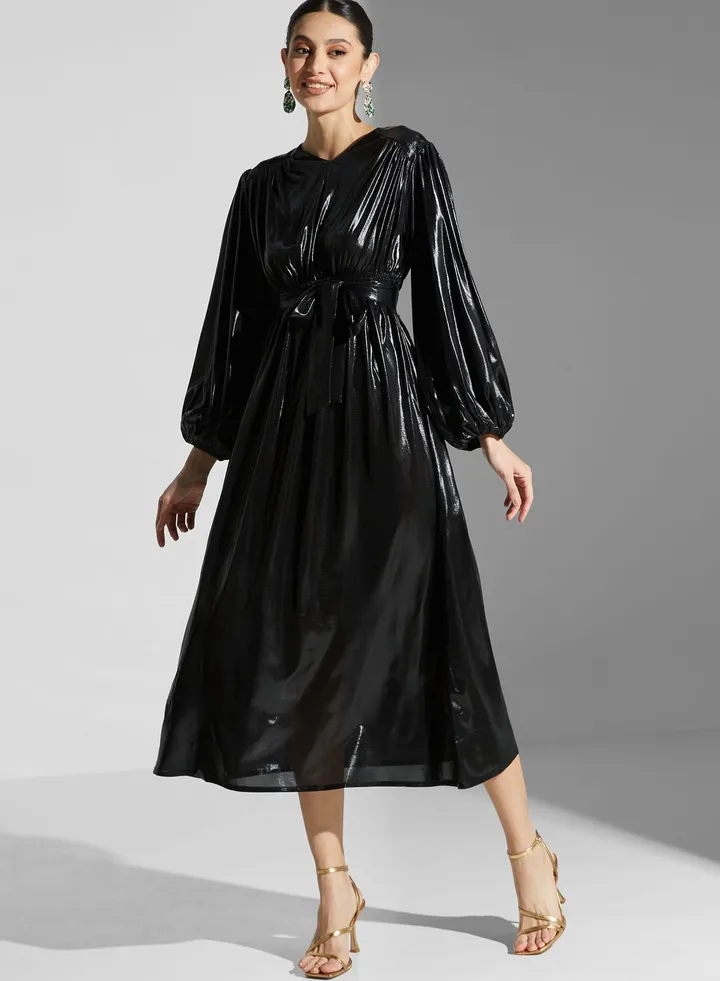 Puff Sleeve A-Line Dress