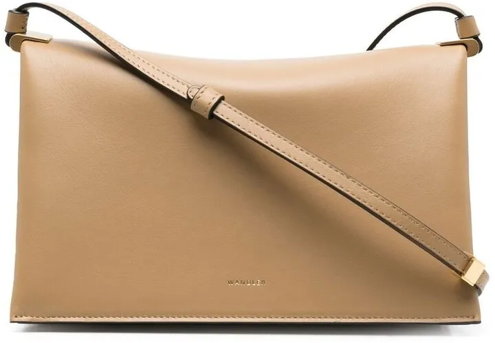 Engraved-Logo Leather Shoulder Bag