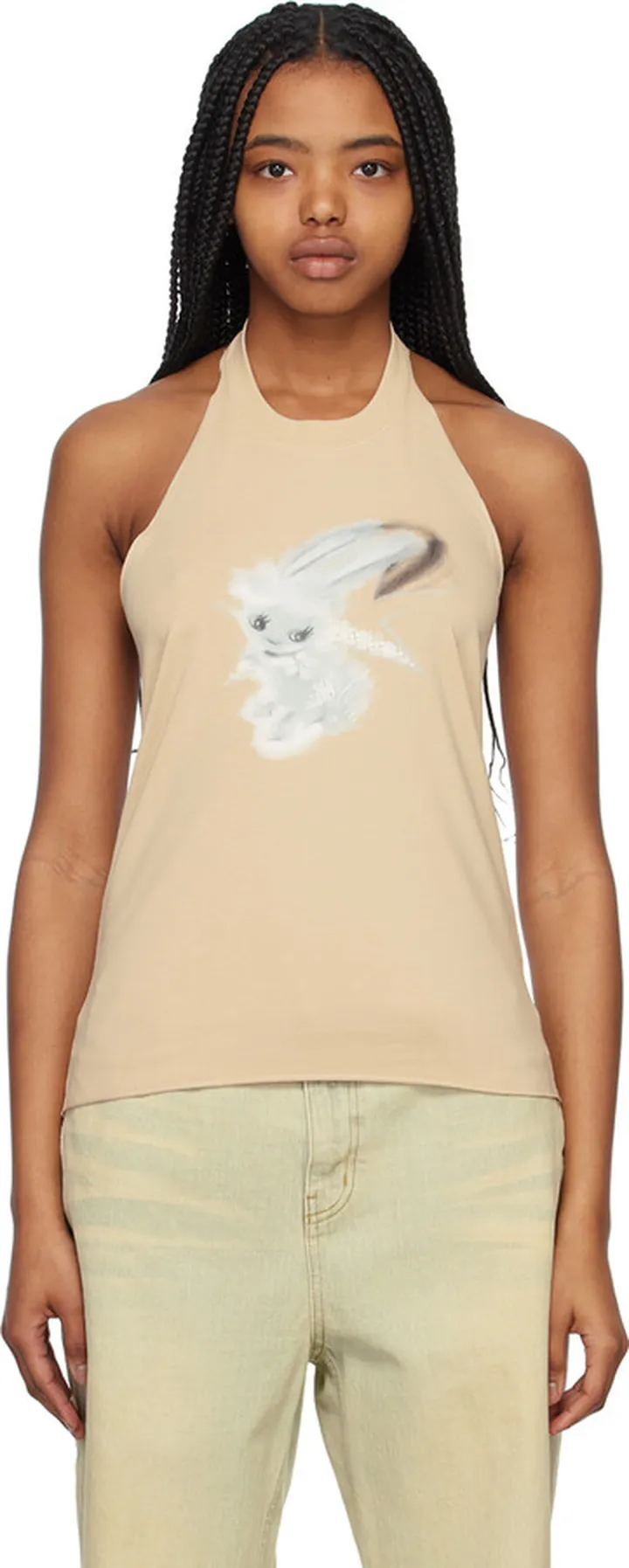 We11done Beige Halter Tank Top