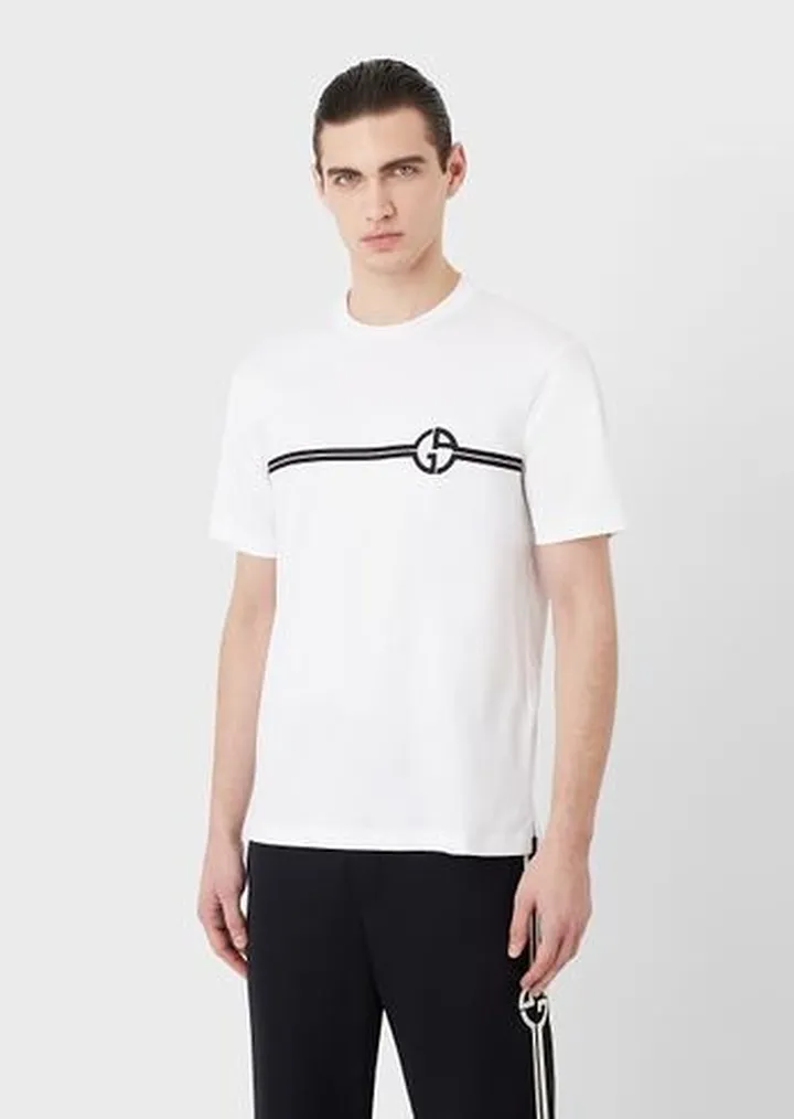 Cotton-interlock T-shirt with embroidered logo