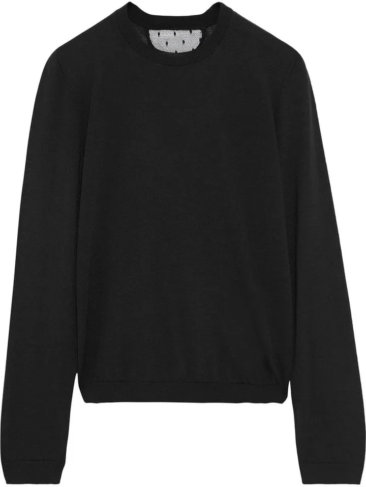 Point d'esprit-trimmed cashmere and silk-blend sweater