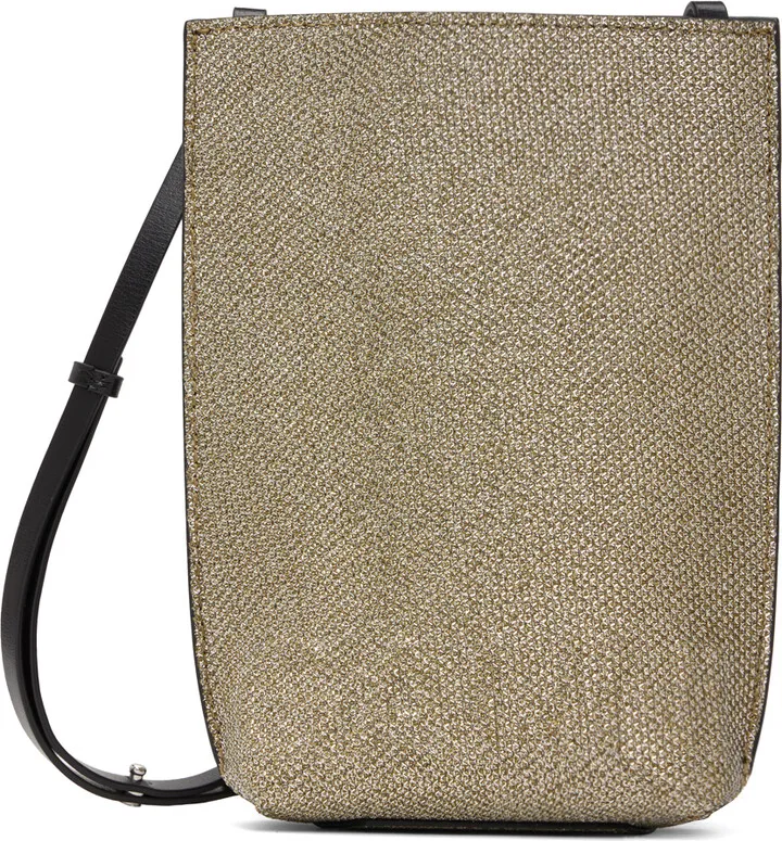 GANNI Gold Small Glitter Banner Bag