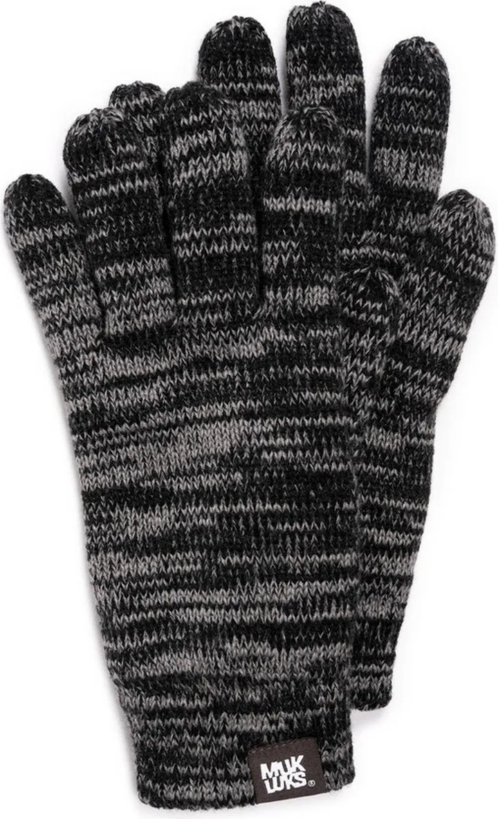 MUK LUKS Men's Marl Gloves-Ebony Cinder OS