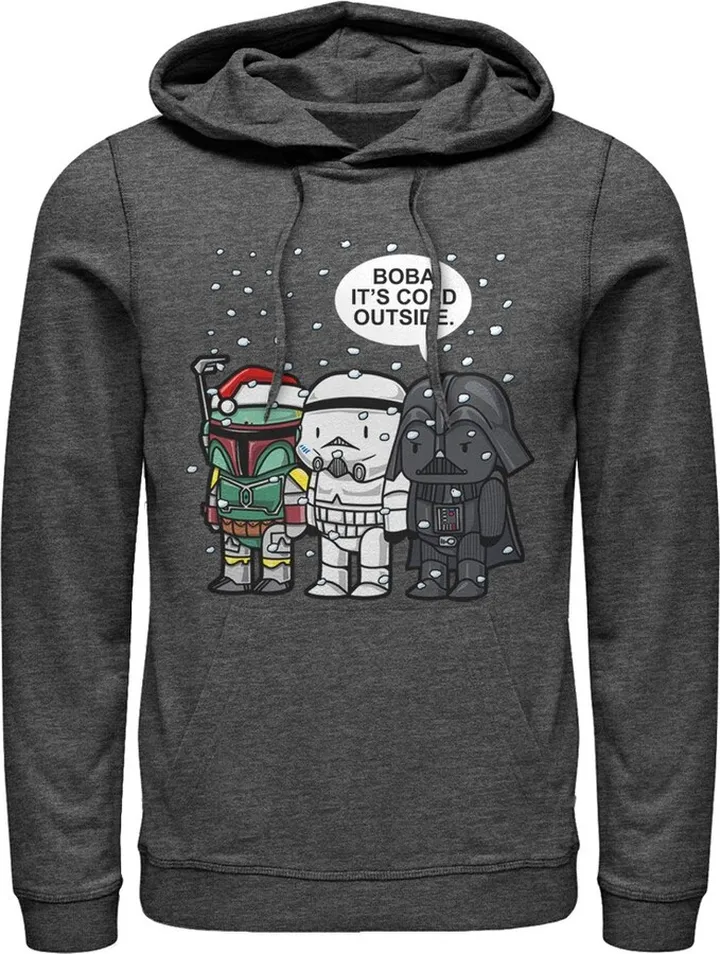 Men's Star Wars Christmas Boba It's Cold Outside Pull Over Hoodie - Charcoal Heather - X Large