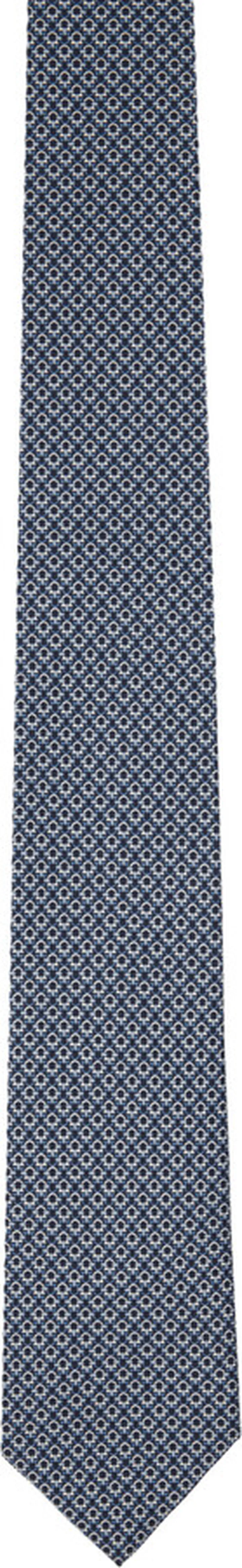 Ferragamo Navy & Blue Gancini Print Tie