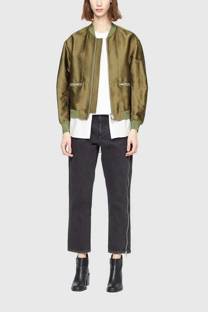 Layered Bomber Jacket in everglade
