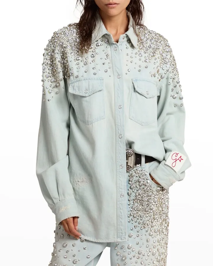 Golden Embellished Boyfriend Shirt