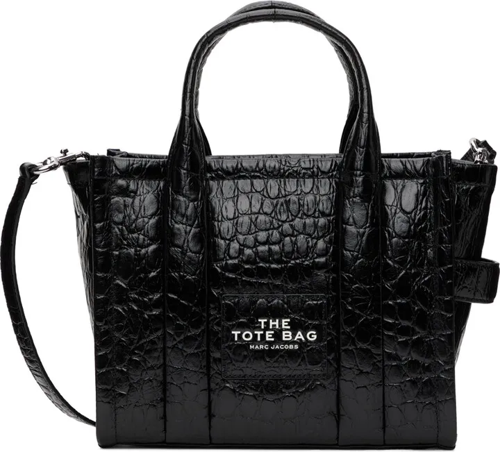 Marc Jacobs Black 'The Croc-Embossed' Mini Tote