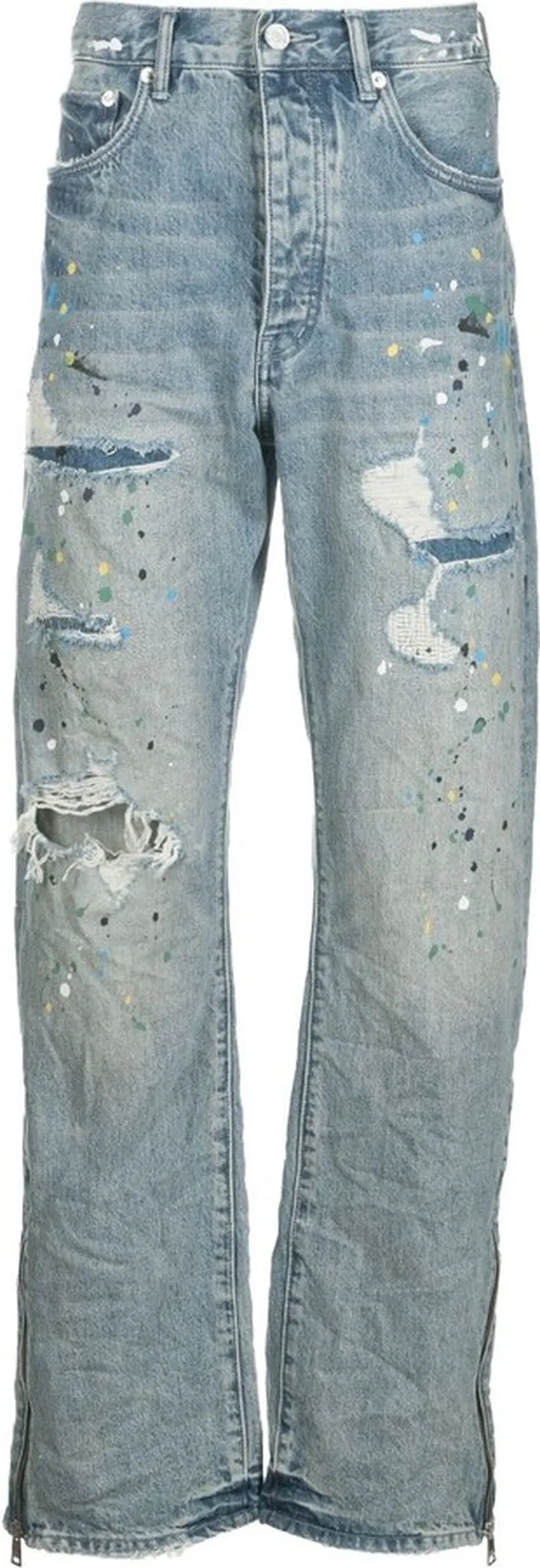 Blue Paint Repair Straight-Legged Jeans