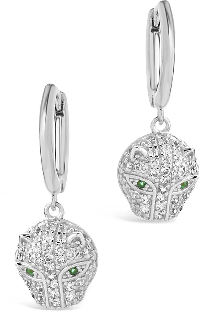 Sterling Silver Jaguar CZ Drop Earrings