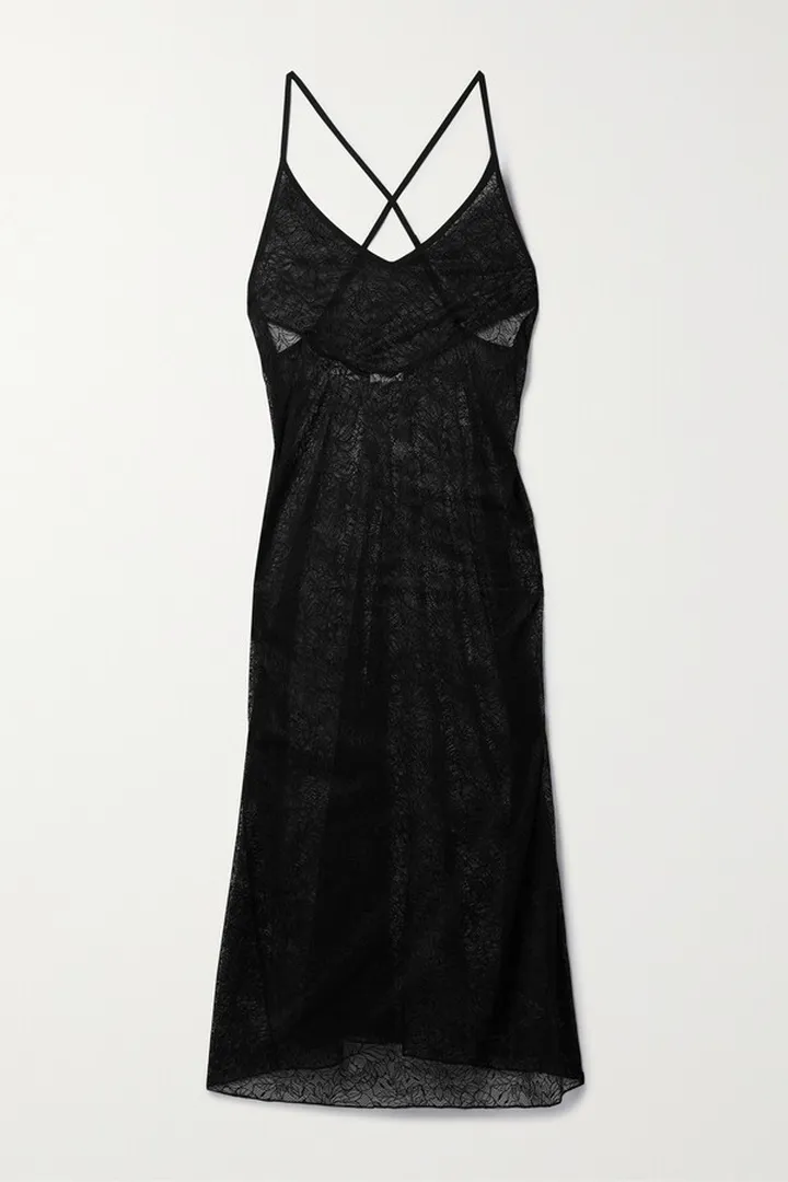 Skin - + Net Sustain Leonie Organic Pima Cotton-lace Chemise - Black
