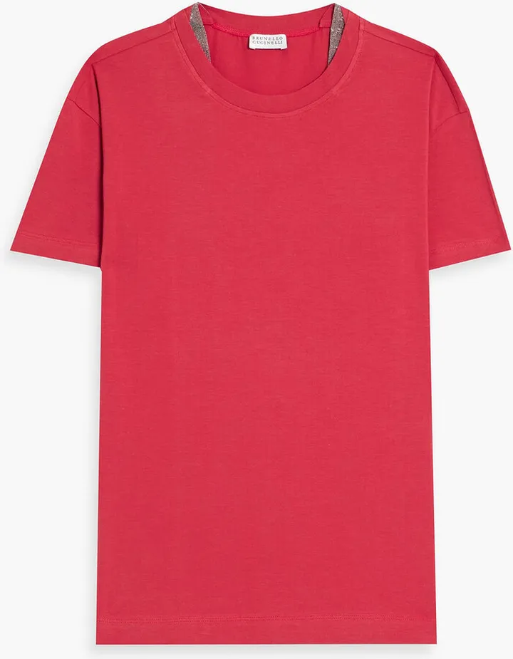 Bead-embellished stretch cotton-jersey T-shirt