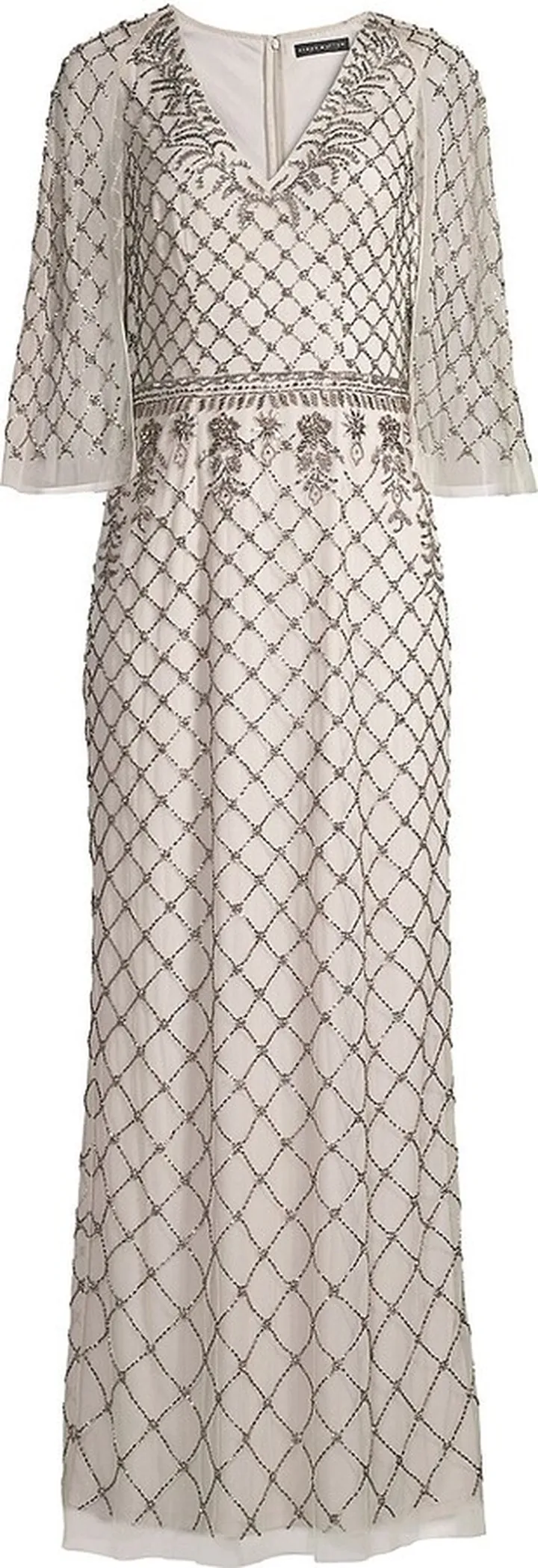 Embellished Cape-Sleeve Gown