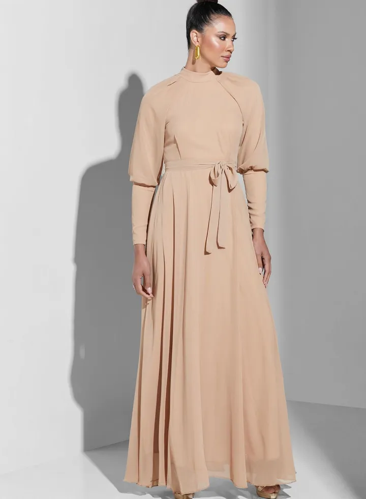 High Neck Pleated Dress