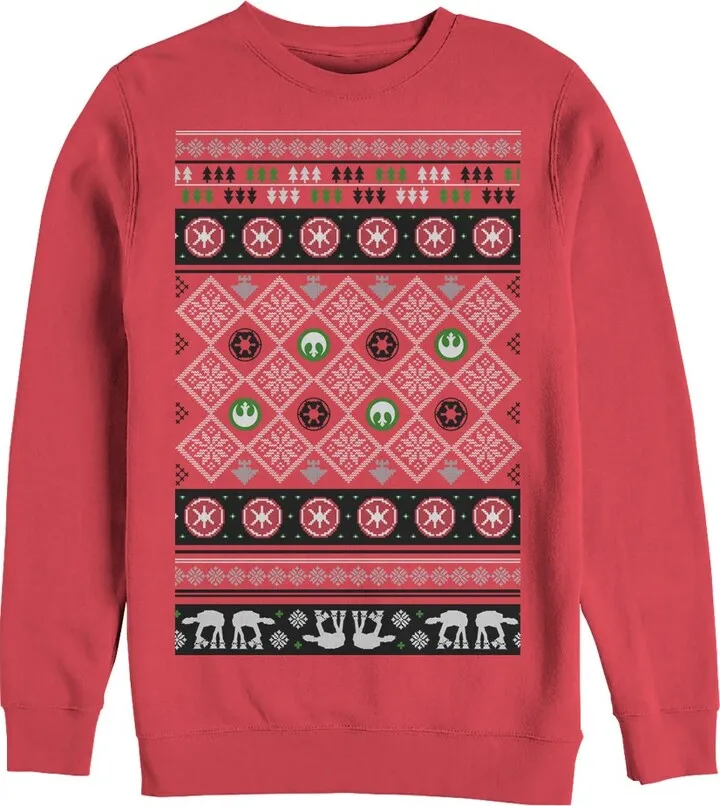 Men's Star Wars Ugly Christmas Famous Symbols Sweatshirt - Red - 2X Large