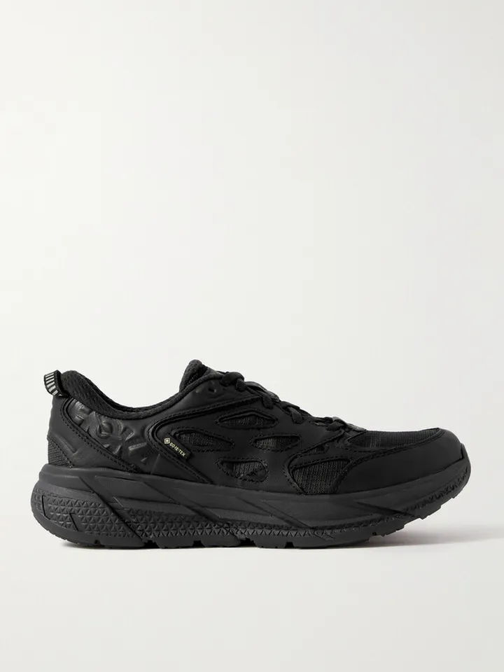 Clifton L GTX Leather-Trimmed Coated-Ripstop Running Sneakers
