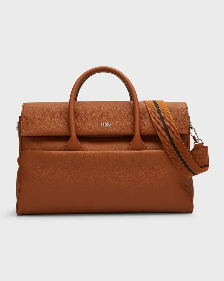 Men's Grained Leather Duffel Bag