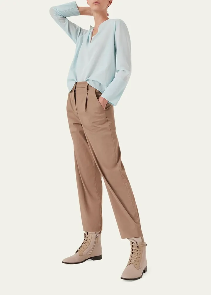 V-Neck Cotton-Silk Tunic