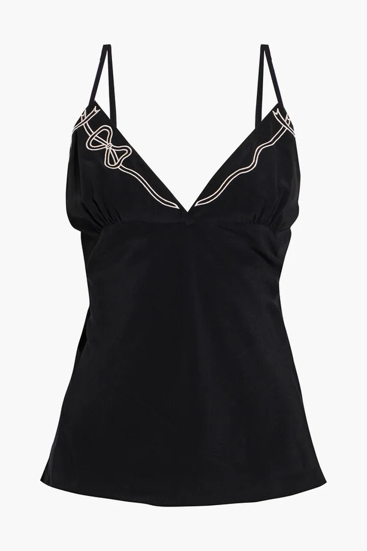 Joela embroidered silk crepe de chine camisole