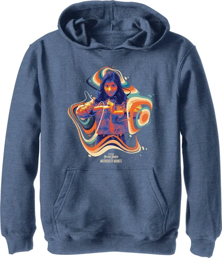 Boy's Marvel Doctor Strange in the Multiverse of Madness Groovy Chavez Pull Over Hoodie - Navy Blue Heather - Small
