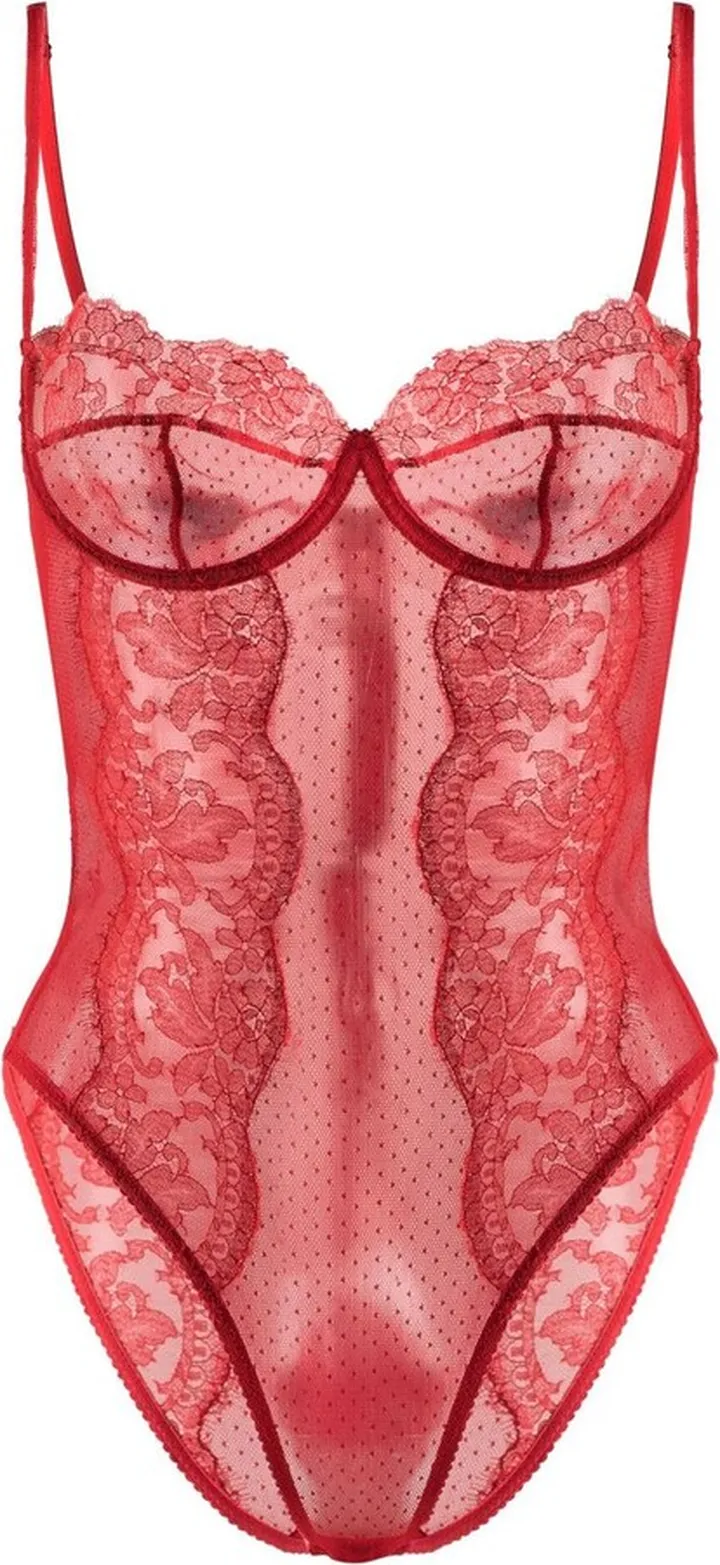Red Lace Balconette Bodysuit