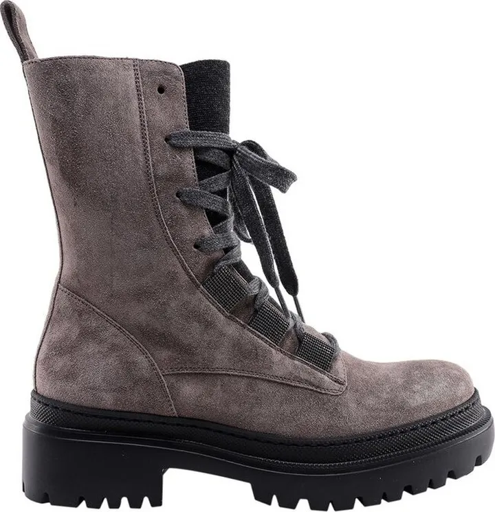 Brunello Cucinelli Lug Sole Lace-Up Boots