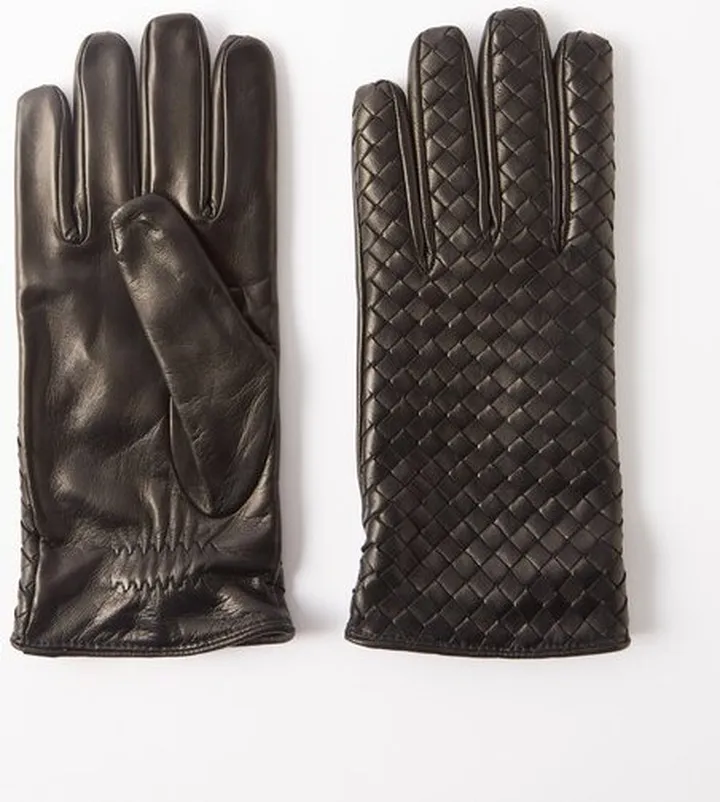 Intrecciato-leather Gloves