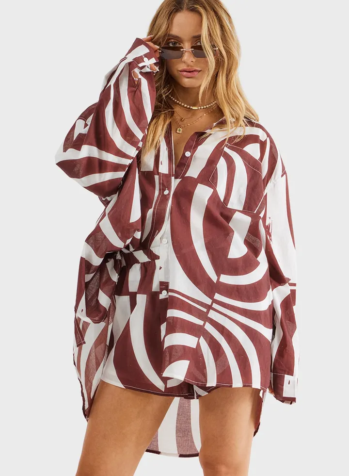 Puff Sleeve Tie Detail Shirt