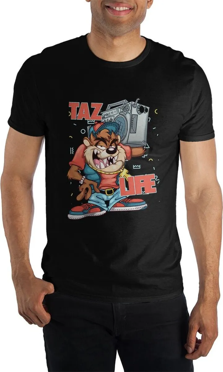Looney Tunes Tazmanian Devil Taz Life Men's Black T-Shirt Tee Shirt-6XL