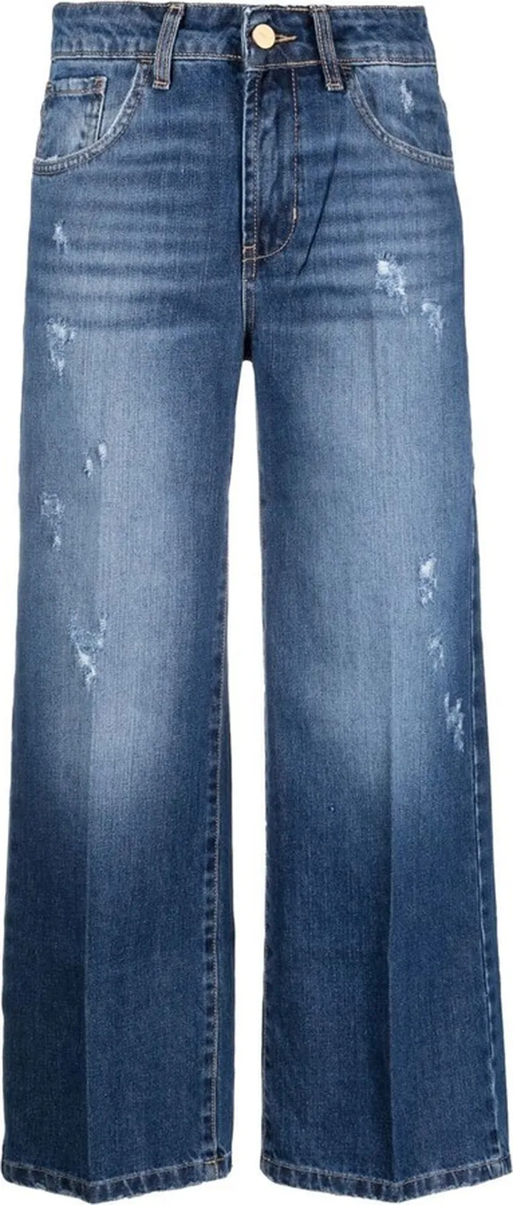 Distressed-Finish Straight-Leg Jeans