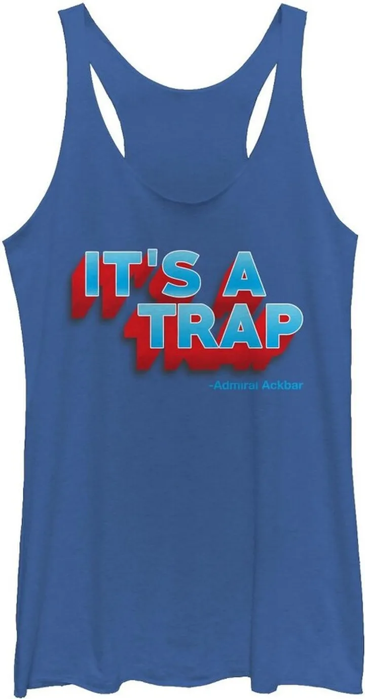 Women's Star Wars It's a Trap Ackbar Quote Racerback Tank Top - Royal Blue Heather - X Large