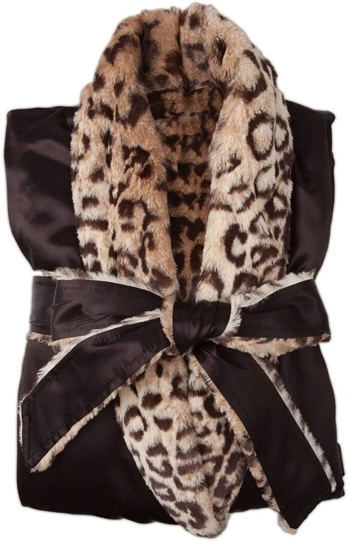 Faux Fur & Satin Robe