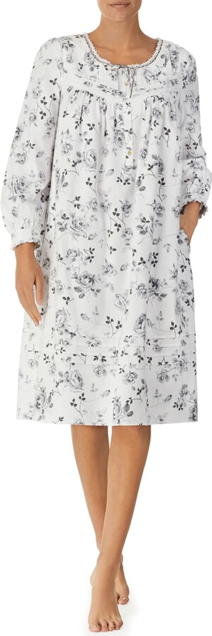 Waltz Floral Print Long Sleeve Cotton Nightgown