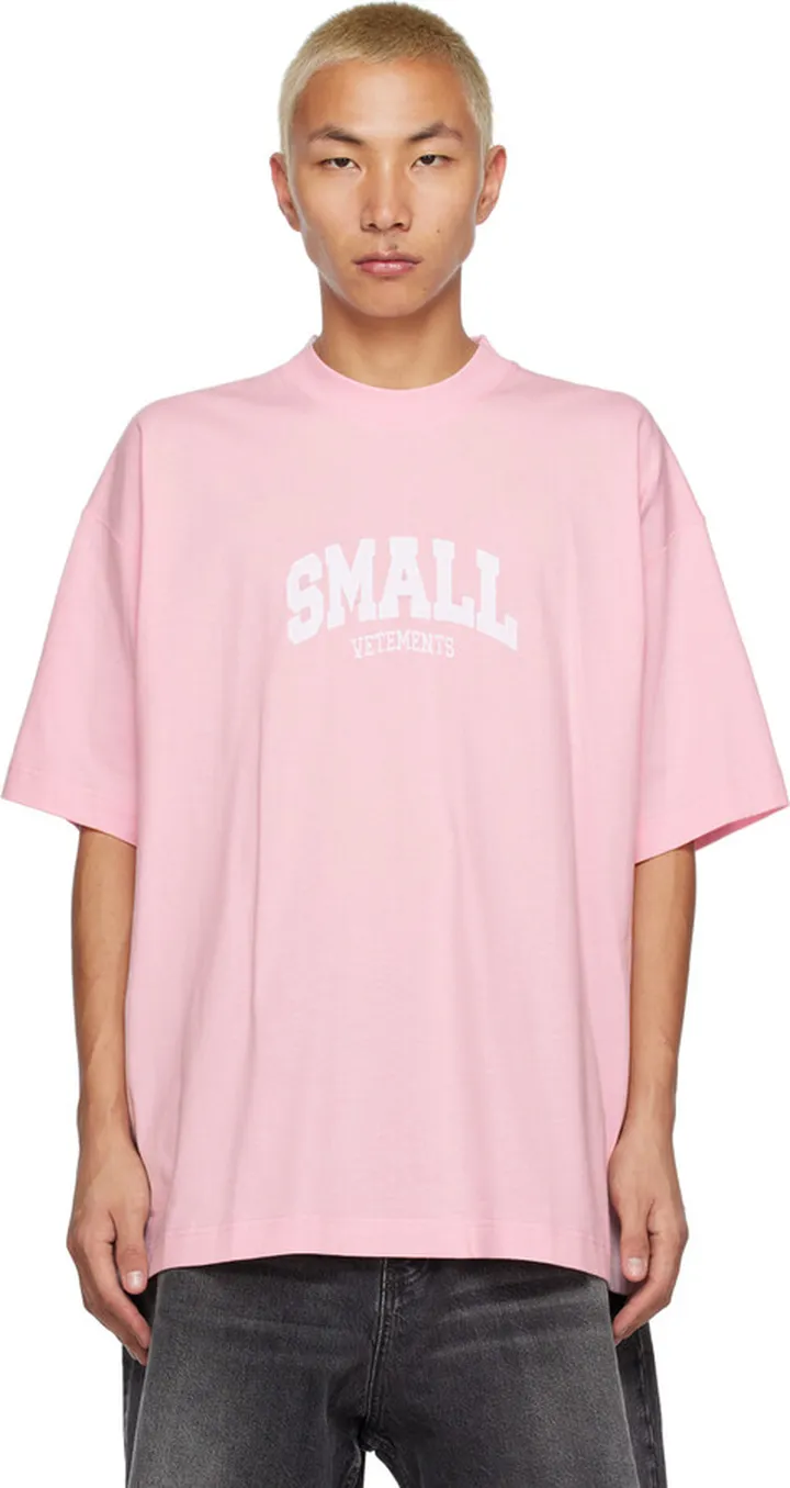 VETEMENTS Pink 'Small' T-Shirt