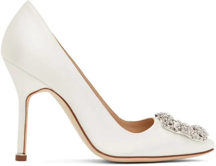 Manolo Blahnik White Hangisi Pumps