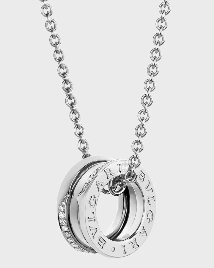 B.Zero1 White Gold Wave Diamond Pendant Necklace