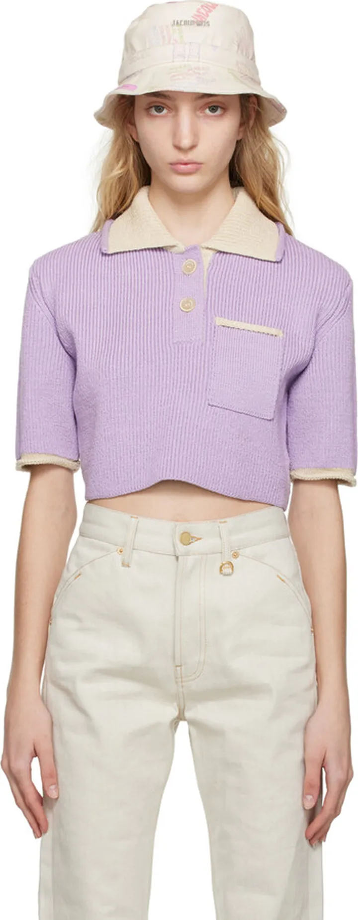 Jacquemus Purple Le Raphia 'Le Polo Maille Arco' Polo