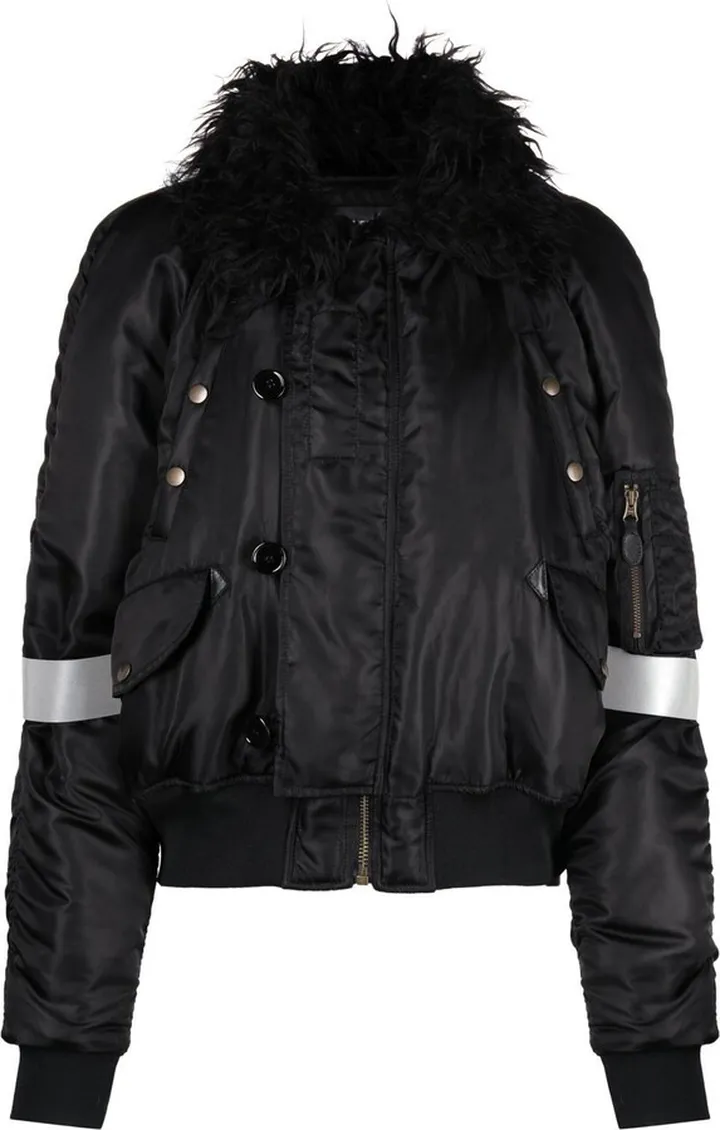 Brushed-Collar Bomber Jacket