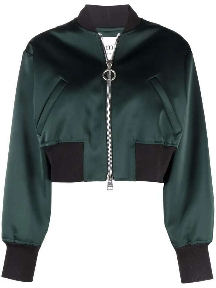 Cropped Zipped Bomber Jacket