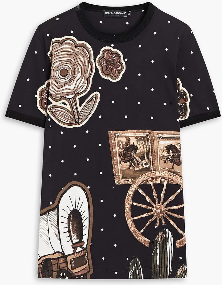 Printed cotton-jersey T-shirt