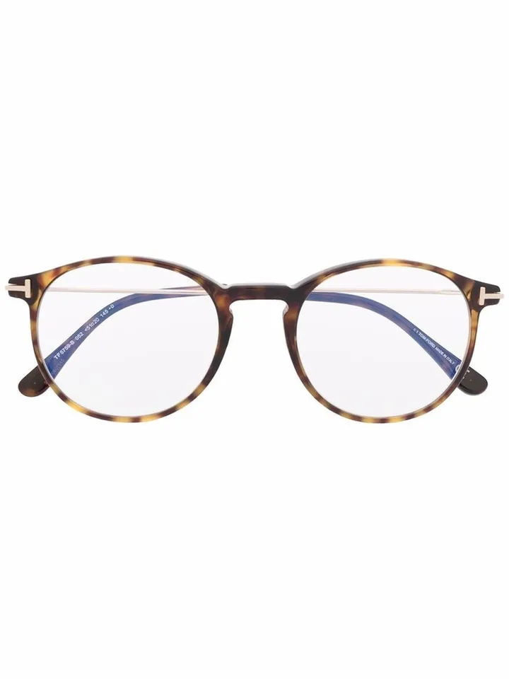 Tortoiseshell-Effect Round-Frame Glasses