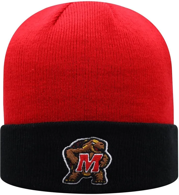 Men's Red and Black Maryland Terrapins Core 2-Tone Cuffed Knit Hat
