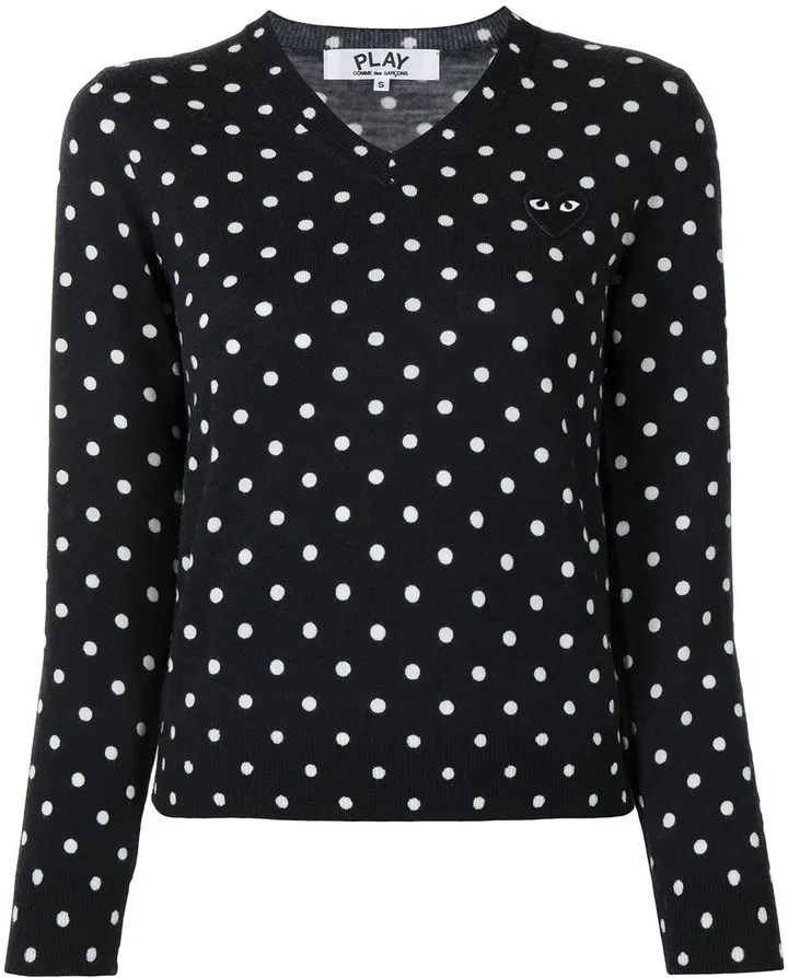 polka dot-print V-neck jumper